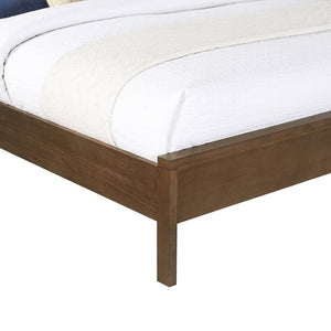 Meridian Furniture Windsor Solid Wood Queen Bed with Cane Headboard Mid-century Style Bedroom Frame Brown 66072Brown-Q