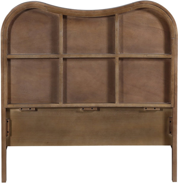Meridian Furniture Windsor Solid Wood Twin Bed with Cane Panel Headboard for Mid-century Modern Bedroom Style Brown 66072Brown-T