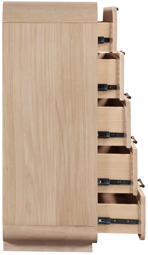 Meridian Furniture Windsor Solid Wood Chest with Cane Drawer Fronts for Mid-century Bedroom or Entryway Storage Natural 66072Natural-CH