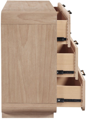 Meridian Furniture Windsor Solid Wood Dresser with Cane Panels Mid-century Style for Bedroom Storage and Warmth Natural 66072Natural-D