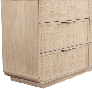 Meridian Furniture Windsor Solid Wood Dresser with Cane Panels Mid-century Style for Bedroom Storage and Warmth Natural 66072Natural-D