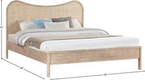 Meridian Furniture Windsor Solid Wood Full Bed with Cane Panels and Slatted Base for Mid-century Modern Bedrooms Natural 66072Natural-F