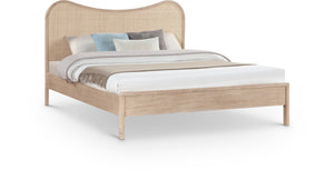 Meridian Furniture Windsor Solid Wood Full Bed with Cane Panels and Slatted Base for Mid-century Modern Bedrooms Natural 66072Natural-F