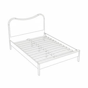 Meridian Furniture Windsor Solid Wood Full Bed with Cane Panels and Slatted Base for Mid-century Modern Bedrooms Natural 66072Natural-F