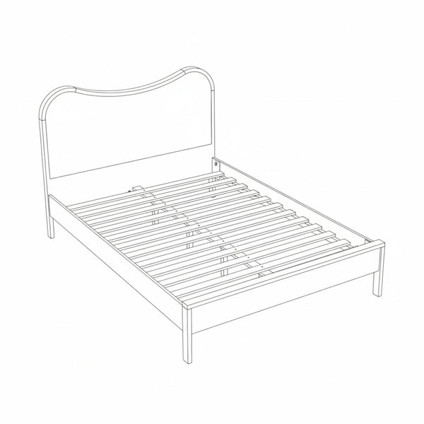 Meridian Furniture Windsor Solid Wood Full Bed with Cane Panels and Slatted Base for Mid-century Modern Bedrooms Natural 66072Natural-F