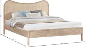 Meridian Furniture Windsor Solid Wood King Bed with Cane Panels Mid-century Modern Style for Bedroom Decor Natural 66072Natural-K