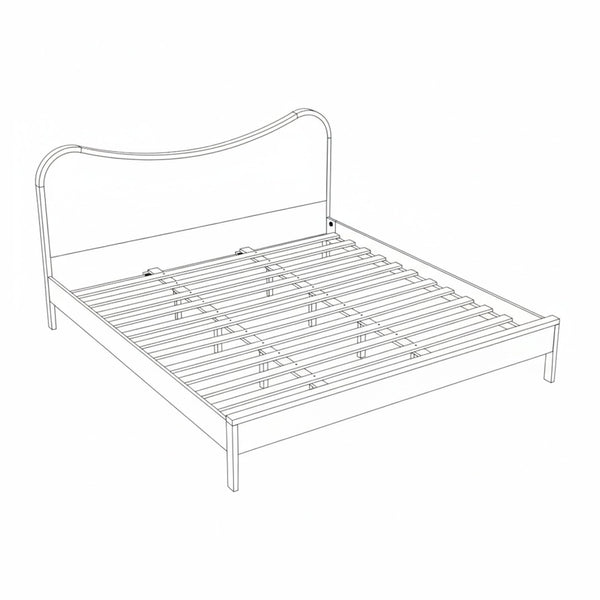 Meridian Furniture Windsor Solid Wood King Bed with Cane Panels Mid-century Modern Style for Bedroom Decor Natural 66072Natural-K
