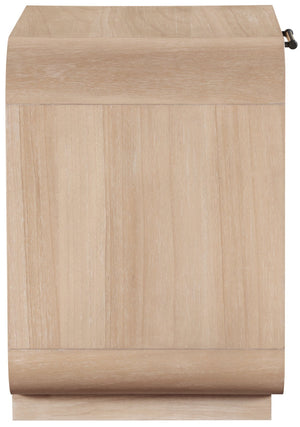 Meridian Furniture Windsor Solid Wood Nightstand with Cane Panels Mid-century Modern Bedside Storage Table Natural 66072Natural-NS