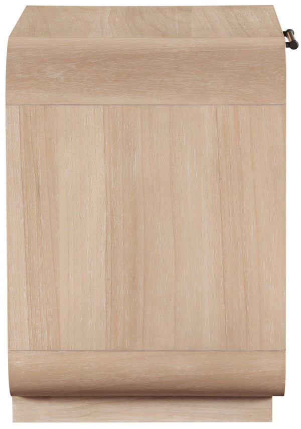 Meridian Furniture Windsor Solid Wood Nightstand with Cane Panels Mid-century Modern Bedside Storage Table Natural 66072Natural-NS