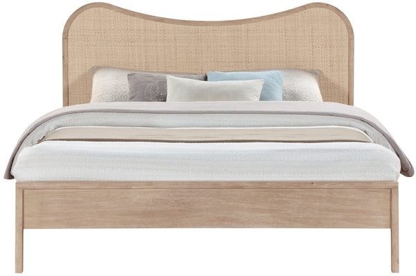 Meridian Furniture Windsor Solid Wood Queen Bed with Cane Headboard Mid-century Style Bedroom Frame Natural 66072Natural-Q