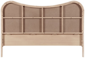 Meridian Furniture Windsor Solid Wood Queen Bed with Cane Headboard Mid-century Style Bedroom Frame Natural 66072Natural-Q