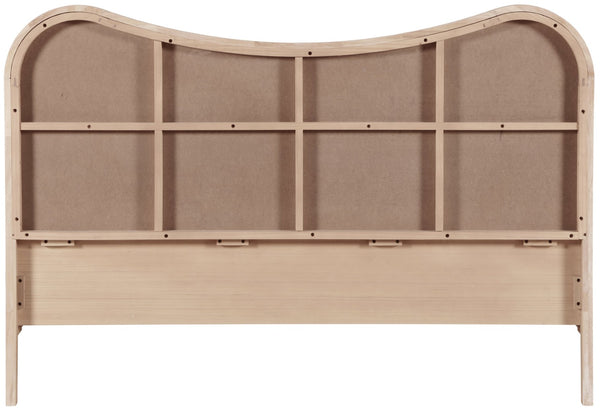 Meridian Furniture Windsor Solid Wood Queen Bed with Cane Headboard Mid-century Style Bedroom Frame Natural 66072Natural-Q