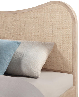 Meridian Furniture Windsor Solid Wood Queen Bed with Cane Headboard Mid-century Style Bedroom Frame Natural 66072Natural-Q