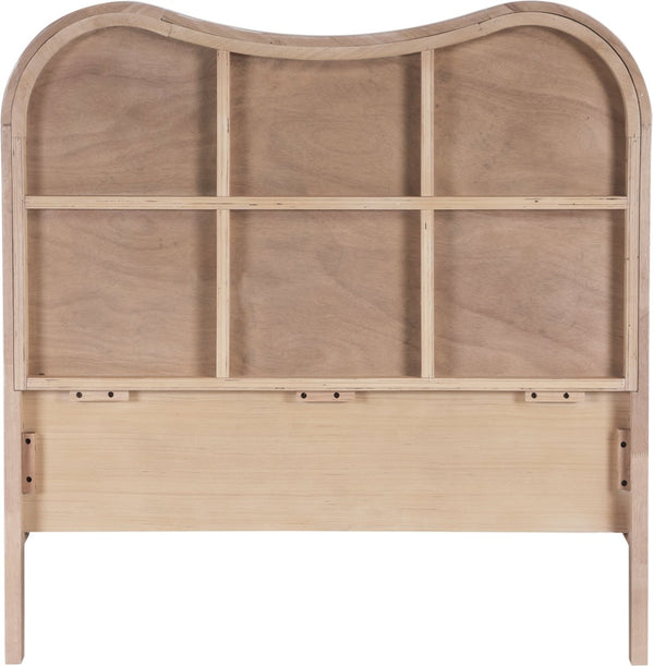 Meridian Furniture Windsor Solid Wood Twin Bed with Cane Panel Headboard for Mid-century Modern Bedroom Style Natural 66072Natural-T