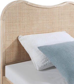 Meridian Furniture Windsor Solid Wood Twin Bed with Cane Panel Headboard for Mid-century Modern Bedroom Style Natural 66072Natural-T