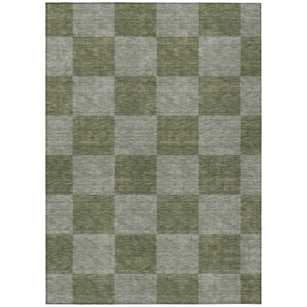 HomeRoots 10' Modern Olive Green & Gray Geometric Washable Indoor/Outdoor Area Rug – Durable & Stylish Design 660732