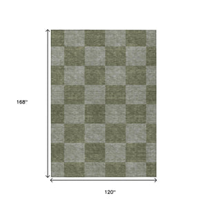 HomeRoots 10' Modern Olive Green & Gray Geometric Washable Indoor/Outdoor Area Rug – Durable & Stylish Design 660732