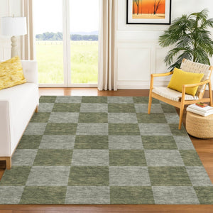 HomeRoots 10' Modern Olive Green & Gray Geometric Washable Indoor/Outdoor Area Rug – Durable & Stylish Design 660732