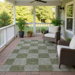 HomeRoots 10' Modern Olive Green & Gray Geometric Washable Indoor/Outdoor Area Rug – Durable & Stylish Design 660732