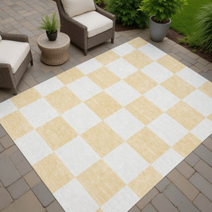 HomeRoots 8' X 10' Peach Beige Geometric Area Rug – Washable, Durable, Indoor-Outdoor Design for Modern Spaces! 660736
