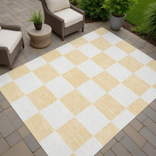HomeRoots 8' X 10' Peach Beige Geometric Area Rug – Washable, Durable, Indoor-Outdoor Design for Modern Spaces! 660736
