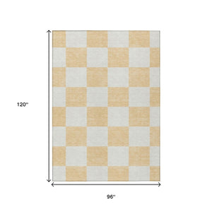 HomeRoots 8' X 10' Peach Beige Geometric Area Rug – Washable, Durable, Indoor-Outdoor Design for Modern Spaces! 660736