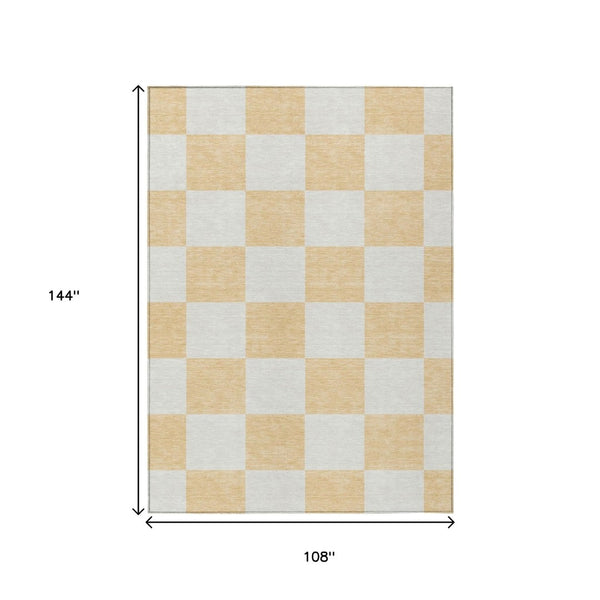 HomeRoots 9' Modern Peach & Beige Geometric Washable Area Rug – Stylish, Durable Design for Indoor & Outdoor Use 660737