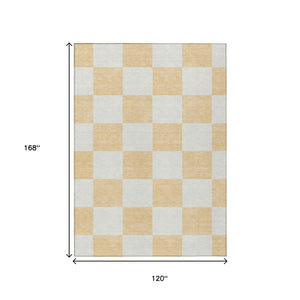 HomeRoots 10' Peach & Beige Geometric Washable Area Rug – Stylish, Durable for Indoor/Outdoor Use, Easy Care! 660738