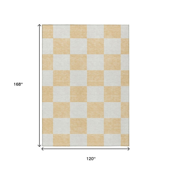 HomeRoots 10' Peach & Beige Geometric Washable Area Rug – Stylish, Durable for Indoor/Outdoor Use, Easy Care! 660738