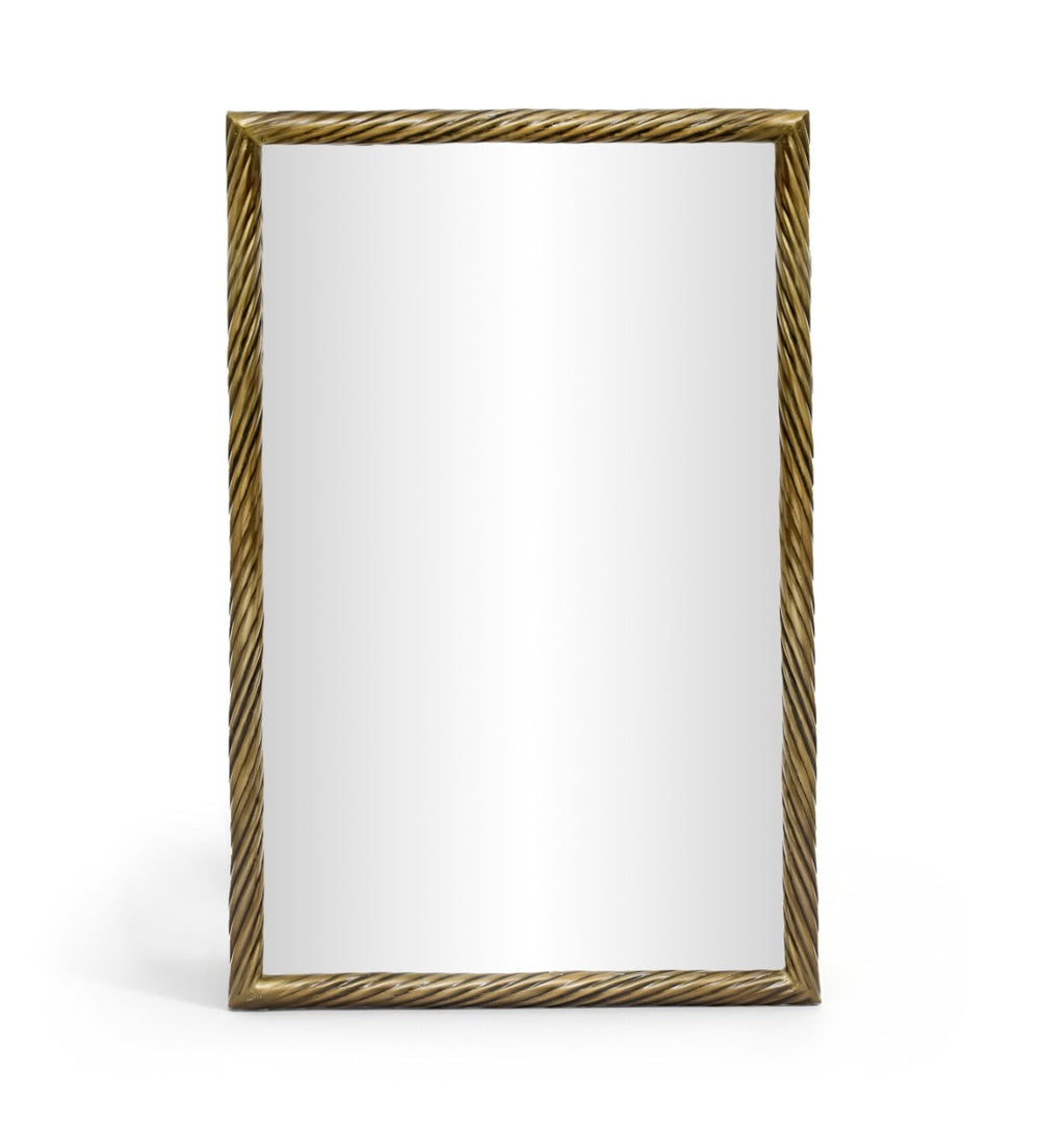 Meridian Furniture Avara Twisted Iron Wall Mirror with Antique Brass Finish for Eclectic Interiors 66073Gold-M31