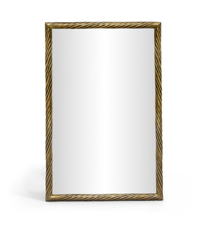 Meridian Furniture Avara Twisted Iron Wall Mirror with Antique Brass Finish for Eclectic Interiors 66073Gold-M31