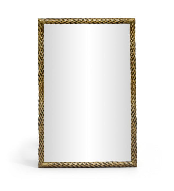 Meridian Furniture Avara Twisted Iron Wall Mirror with Antique Brass Finish for Eclectic Interiors 66073Gold-M31