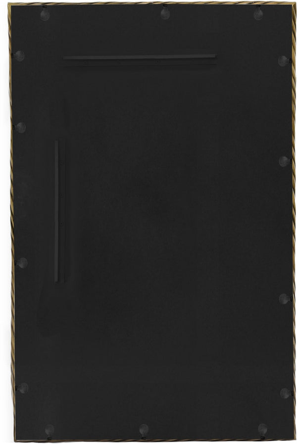 Meridian Furniture Avara Twisted Iron Wall Mirror with Antique Brass Finish for Eclectic Interiors 66073Gold-M31