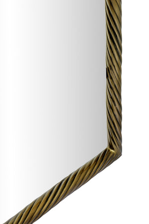 Meridian Furniture Avara Twisted Iron Wall Mirror with Antique Brass Finish for Eclectic Interiors 66073Gold-M31