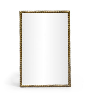 Meridian Furniture Avara Sculptural Iron Wall Mirror with Antique Brass Coiled Frame for Entryway 66073Gold-M47