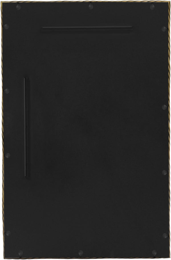 Meridian Furniture Avara Sculptural Iron Wall Mirror with Antique Brass Coiled Frame for Entryway 66073Gold-M47