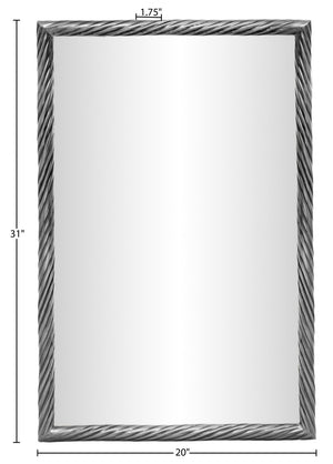 Meridian Furniture Avara Twisted Iron Wall Mirror Antique Silver Sculptural Frame for Modern Interiors 66073Silver-M31
