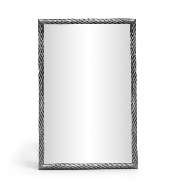 Meridian Furniture Avara Twisted Iron Wall Mirror Antique Silver Sculptural Frame for Modern Interiors 66073Silver-M31