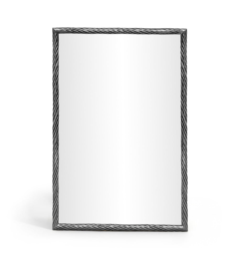 Meridian Furniture Avara Sculptural Twisted Iron Wall Mirror with Antique Silver Finish for Entryway 66073Silver-M47