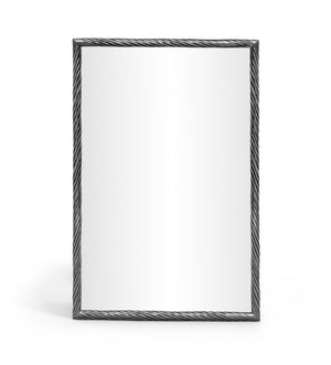 Meridian Furniture Avara Sculptural Twisted Iron Wall Mirror with Antique Silver Finish for Entryway 66073Silver-M47