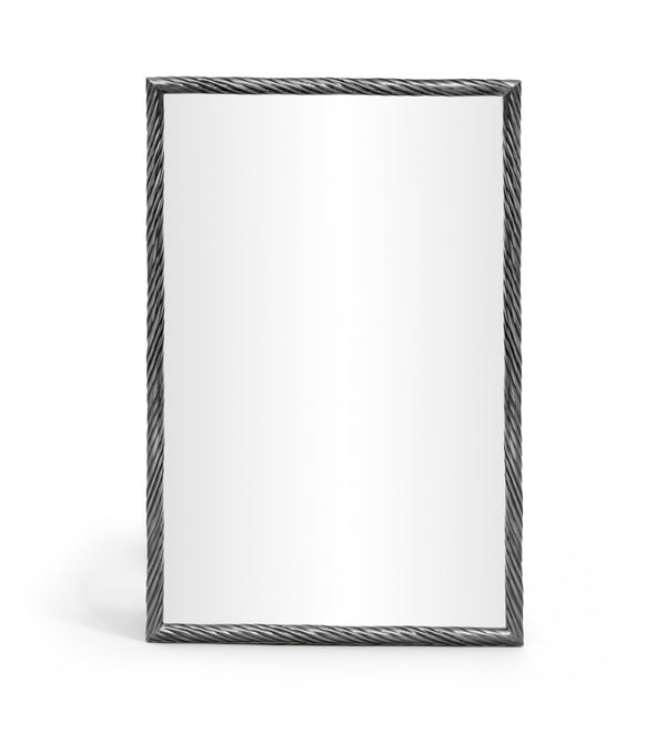 Meridian Furniture Avara Sculptural Twisted Iron Wall Mirror with Antique Silver Finish for Entryway 66073Silver-M47