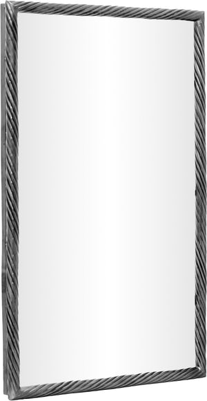 Meridian Furniture Avara Sculptural Twisted Iron Wall Mirror with Antique Silver Finish for Entryway 66073Silver-M47