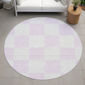HomeRoots 8' Pink and Ivory Geometric Washable Area Rug – Durable, Stylish, Perfect for Indoor & Outdoor Use! 660741
