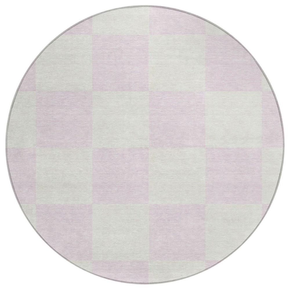 HomeRoots 8' Pink and Ivory Geometric Washable Area Rug – Durable, Stylish, Perfect for Indoor & Outdoor Use! 660741