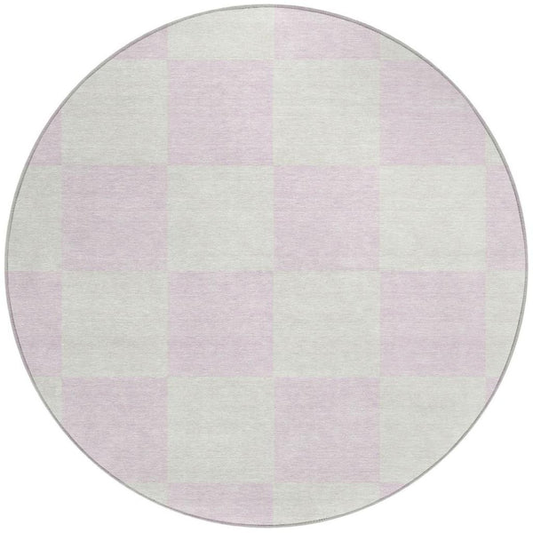 HomeRoots 8' Pink and Ivory Geometric Washable Area Rug – Durable, Stylish, Perfect for Indoor & Outdoor Use! 660741