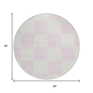 HomeRoots 8' Pink and Ivory Geometric Washable Area Rug – Durable, Stylish, Perfect for Indoor & Outdoor Use! 660741