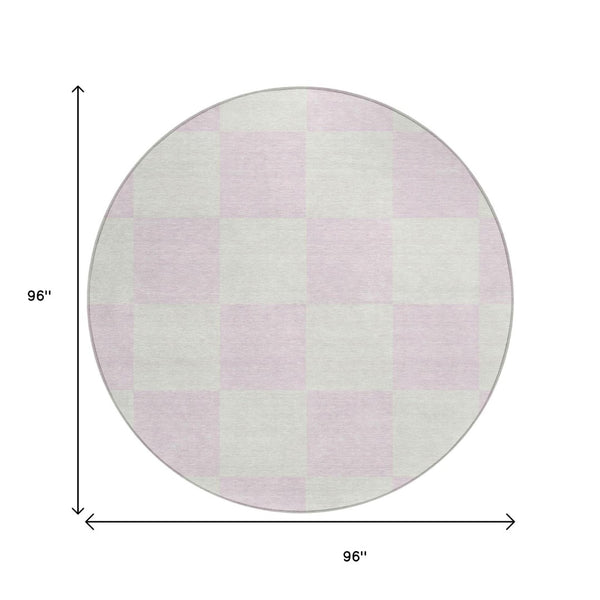 HomeRoots 8' Pink and Ivory Geometric Washable Area Rug – Durable, Stylish, Perfect for Indoor & Outdoor Use! 660741