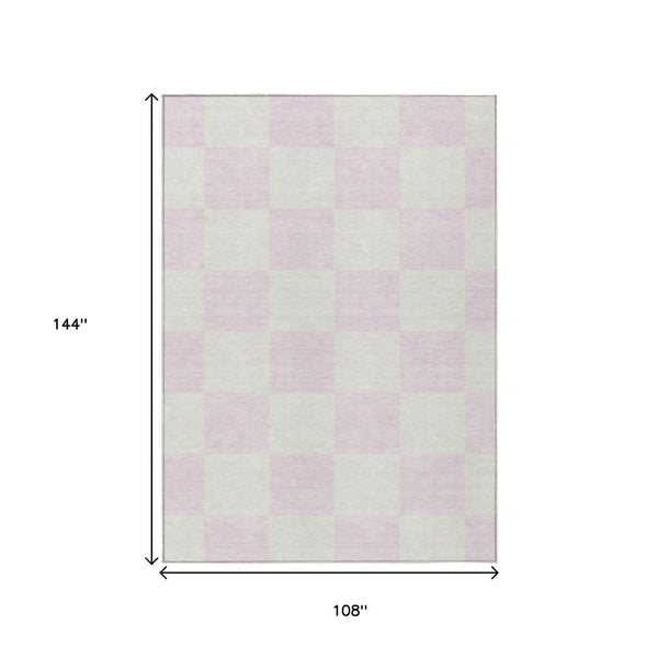 HomeRoots 9' X 12' Pink and Ivory Geometric Area Rug – Stylish, Washable, Durable for Indoor & Outdoor Use 660743