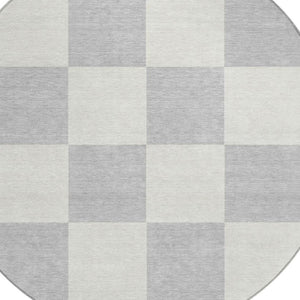 HomeRoots 8' Silver and Ivory Geometric Washable Area Rug - Durable Indoor/Outdoor Design for Modern Spaces 660747