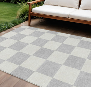 HomeRoots 10' Stylish Silver and Ivory Geometric Washable Area Rug for Indoor and Outdoor Spaces, Durable Design 660750